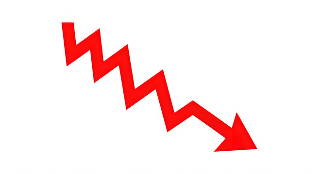 Downward zigzag arrow pointing steeply