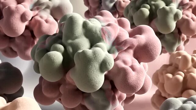 Vibrant abstract clusters of organic shapes.
