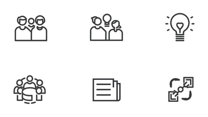 Conceptual Illustrations: Modern icons representing teamwork, creativity and planning, ideal for illustrating business concepts and collaborative efforts.  © abidakhatun