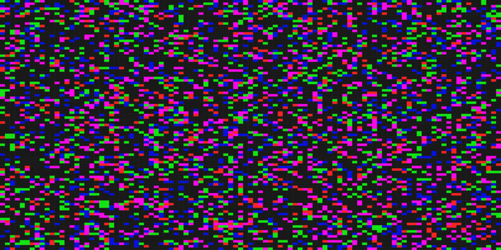 Vector glitch effect. VHS Glitch Pixel Texture TV Screen. TV pixel noise of analog channel grain screen