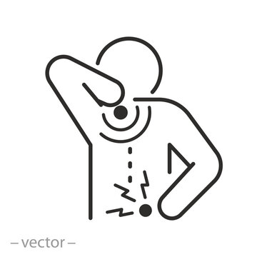 Icon Backache. Vector Line Illustration.