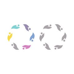 Fototapeta premium PEOPLE TEAM TEAMWORK IN CIRCLE SIGN SYMBOL LOGO VECTOR