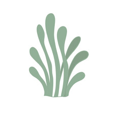 Abstract green sea grass seaweed bush, underwater aquatic plant silhouette vector. © Marina