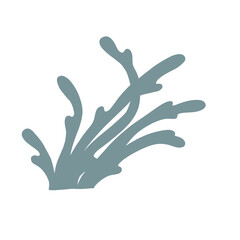 Abstract green sea grass seaweed bush, underwater aquatic plant silhouette vector. © Marina