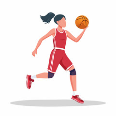 Naklejka premium Woman Basketball Player Running with Ball