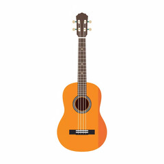 Obraz premium The illustration shows a vibrant orange ukulele with a brown neck and headstock.
