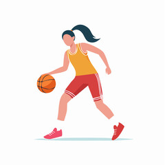 Naklejka premium Woman Dribbling a Basketball