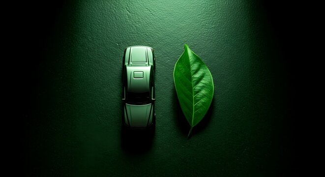 sustainable shipping truck and leaf parcels