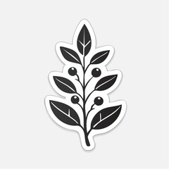 Obraz premium Stylized Black Branch with Leaves and Berries Icon