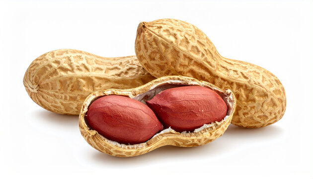 A single peanut in its shell isolated on white
