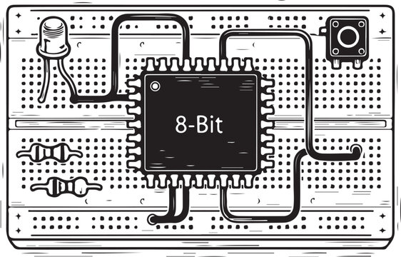Essential Solderless Breadboard Guide Microcontroller Prototyping with ICs LEDs vector illustration