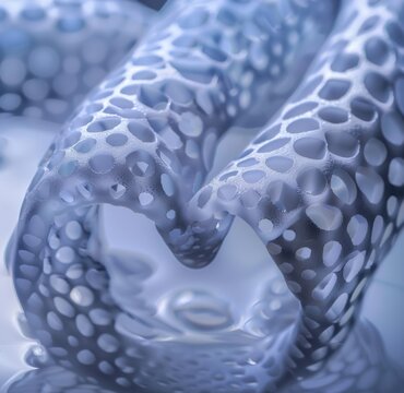 Detailed closeup of biopolymer water pipe structure captured vividly