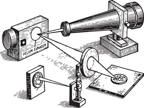 Vintage Optical Projector with Adjustable Lens Pivot Arm for Magnified Light vector illustration