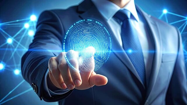 Digital Identity Verification Concept: Business Professional Utilizing Biometrics