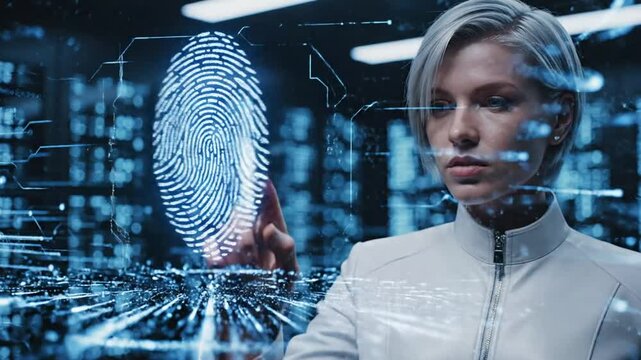 Digital Identity Verification System with Futuristic Fingerprint Analysis Technology