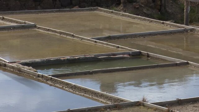 Salt evaporation ponds at a&ntilde;ana salt valley in spain