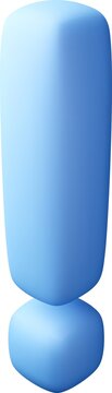 3d exclamation mark, icon in blue.