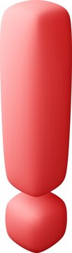 3d exclamation mark, icon in red.