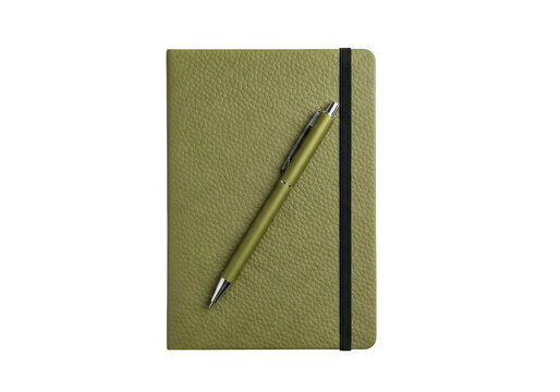 Green notepad with a pencil resting on top of it