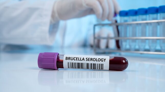 Brucella serology blood test tube, Medical laboratory blood sample for Brucella, Serological test for brucellosis infection