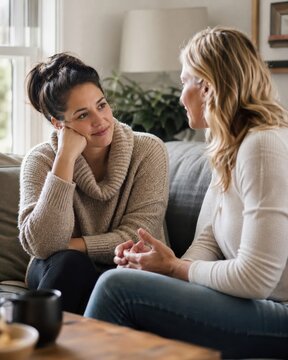 Deux amies partageant une conversation de soutien