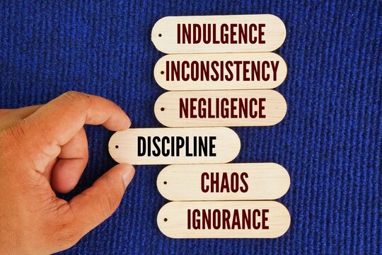Words that are opposite to discipline are Indulgence, Inconsistency, Chaos, Negligence, Ignorance. training that produces obedience, self-control, or order, often involving rules and punishments 
