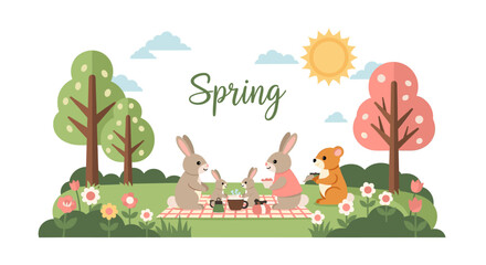 Fototapeta premium A cheerful and vibrant floral corner illustration evokes feelings of freshness, growth, and natural beauty. Perfect for website headers, social media 