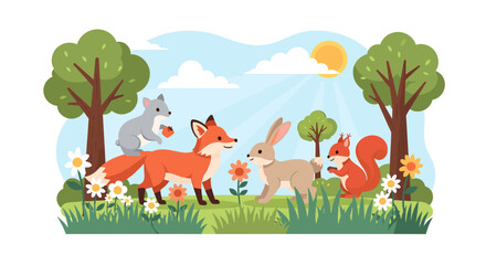 Fototapeta premium A cheerful illustration evokes feelings of renewal and growth. Perfect for marketing campaigns or adding a touch of nature to your website design.