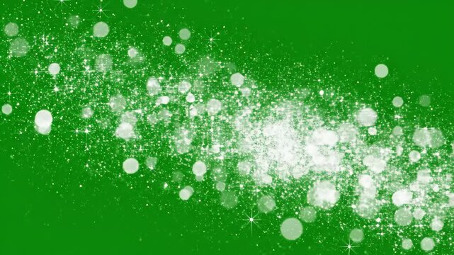 Dynamic animation of white glitter and soft bokeh elements creating a festive and magical overlay effect.
