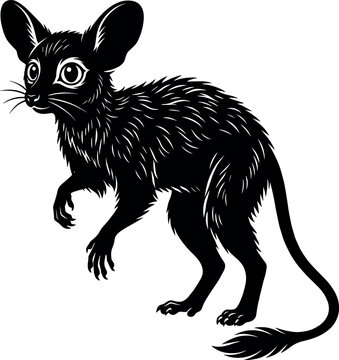 Chinchilla jerboa hybrid fantasy creature black and white vector silhouette illustration cricut eps
