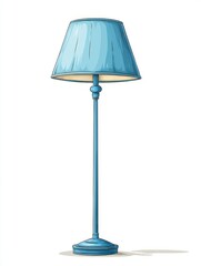 Obraz premium Classic Blue Floor Lamp with Tapered Shade and Pedestal Base in Soft Lighting