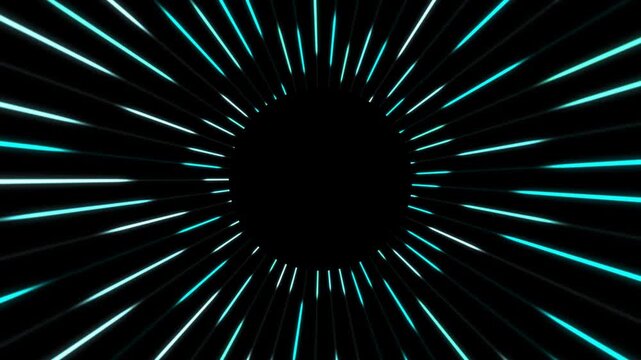 A stunning 3D rendering of a cylinder featuring abstract neon light trails in oceanic matrix colors. The visual shows pulsating motion effects, perfect for futuristic backgrounds, gaming visuals