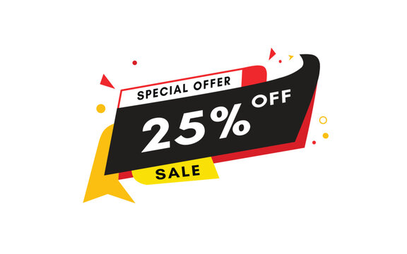 25% off special offer banner eps template illustration elements. Graphic ad promotion design.