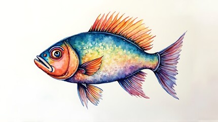 Fototapeta premium Colorful Rainbow Fish Illustration Art Style