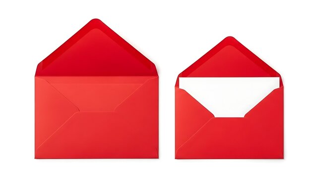 Two red envelopes side by side, one open and one closed