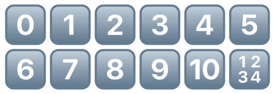 Numbers 0-10 vector icon set, emoji illustration pack, isolated on transparent background. 