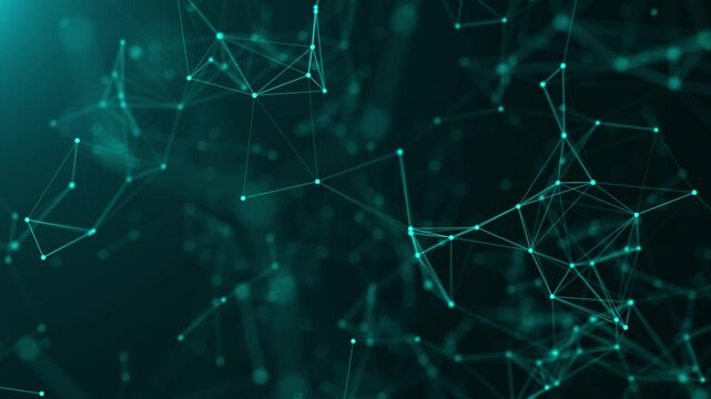 AI technology plexus background of animated lines and dot connection network triangles. Artificial intelligence concept animation video 4k background.