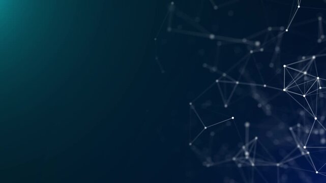 AI technology plexus background of animated lines and dot connection network triangles. Artificial intelligence concept animation video 4k background.