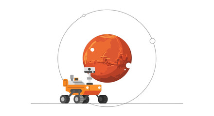 Mars Rover Exploring Red Planet Orbiting Space © mah