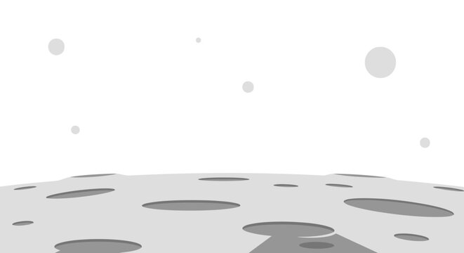 Minimalist Moon Surface Landscape with Craters and Floating Orbs