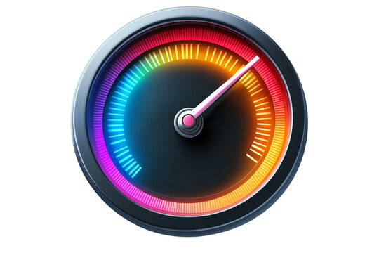 Colorful Speedometer Gauge with Needle isolated on white background png