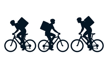 Naklejka premium Delivery people riding bicycles with backpacks.