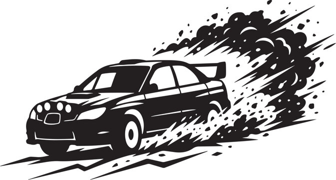 Racing car vector, speeding vehicle illustration, black silhouette, motion graphics element
