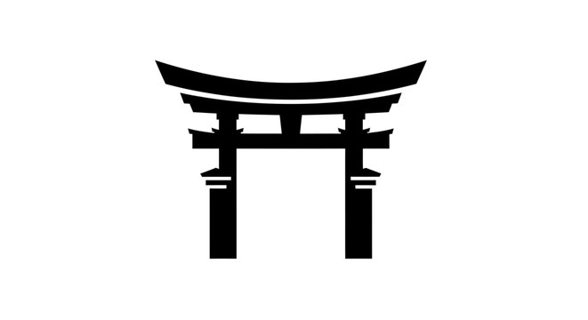 神社の鳥居のシルエットで、伝統的な日本の門の形状を示している。