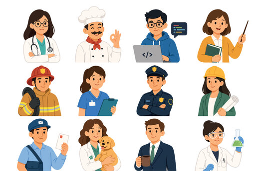 Diverse Group of Professionals in Various Occupations.