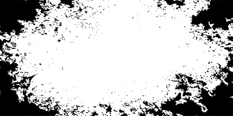 Obraz premium A dirty black ink splat and spray splatter pattern creates an abstract grunge texture design featuring a floral silhouette border and a liquid paint stain frame illustration vector