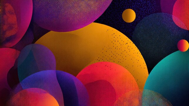 Abstract Celestial Spheres: A vibrant composition of overlapping spheres in a captivating display of color and form, evoking a sense of cosmic beauty and boundless imagination.