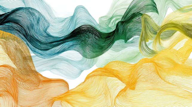 Abstract Fluid Art: An artistic portrayal of flowing, textured waves and curves in a vibrant, color-rich composition.