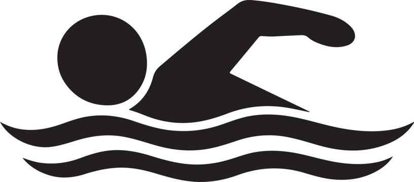 Swimming silhouette vector illustration high contrast black athlete sport pool water eps file design