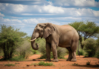 Fototapeta premium Majestic african elephant in its natural habitat a stunning portrait of wildlife and conservation efforts